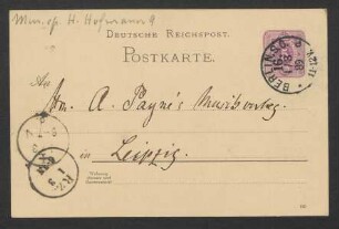 Postkarte an Albert Heinrich Payne : 01.03.1889
