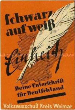 Postkarte zum "Volksbegehren für Einheit und gerechten Frieden"