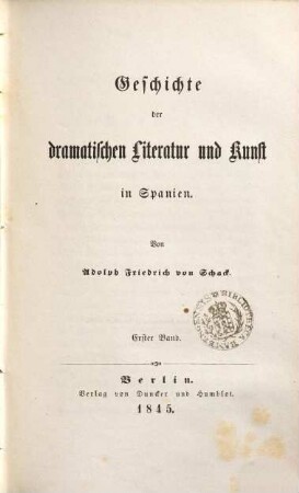 Geschichte der dramatischen Literatur und Kunst in Spanien, 1