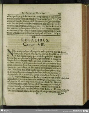De Regalibus. Caput VIII.