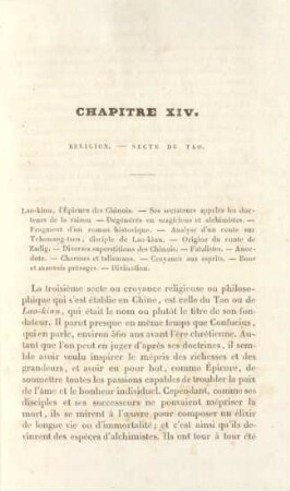 Chapitre XIV. Religion. - Secte du Tao