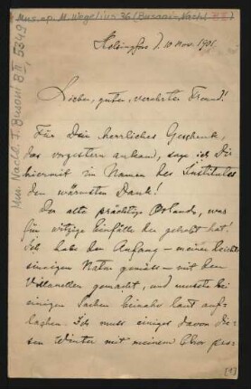 Brief an Ferruccio Busoni : 10.11.1901