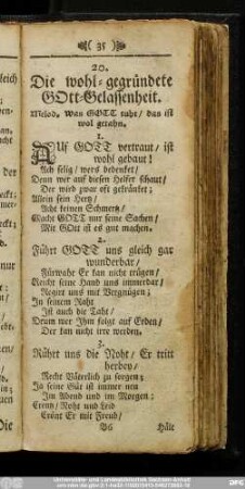 20. Die wohl-gegründete Gott-Gelassenheit.