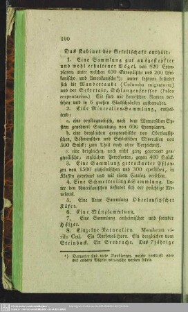 Das Kabinet der Gesellschaft enthält