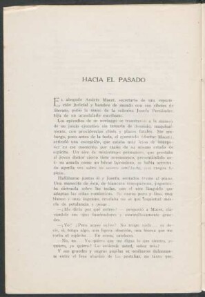 Hacia el pasado
