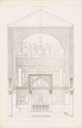 Dom, Parenzo: Innenansicht Apsis (aus: Atlas zur Zeitschrift für Bauwesen, hrsg. v. G. Erbkam, Jg. 9, 1859)