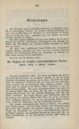 Mittheilungen.