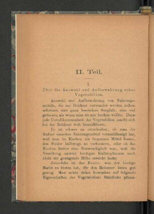I. Über die Auswahl und Aufbewahrung roher Vegetablien.