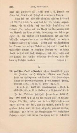 318-320 [Rezension] Staehelin, Hans, Die gnostischen Quellen Hippolyts in seiner Hauptschrift gegen die Häretiker