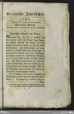 I. Fortgesetzte Chronik von Berlin