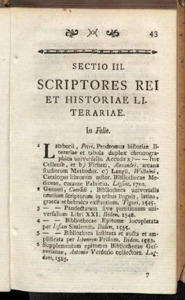 Sectio III. Scriptores Rei Et Historiae Literariae