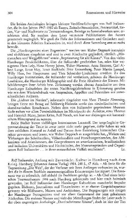 Italiaander, Rolf :: Anfang mit Zuversicht, Kultur in Hamburg nach dem Krieg : Hamburg, Asmus, 1984