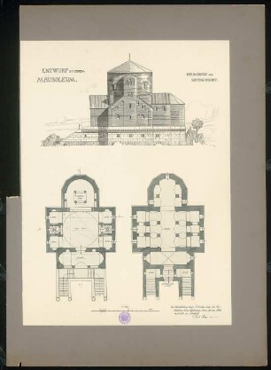 Mausoleum: Grundrisse und Ansicht 1:100