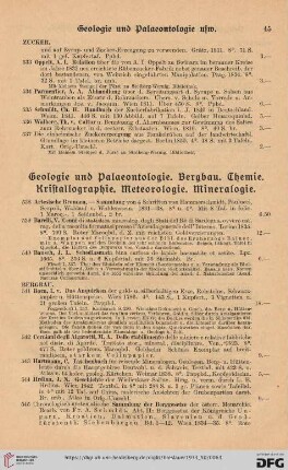 Geologie und Palaeontologie. Bergbau. Chemie. Kristallographie. Meteorologie. Mineralogie