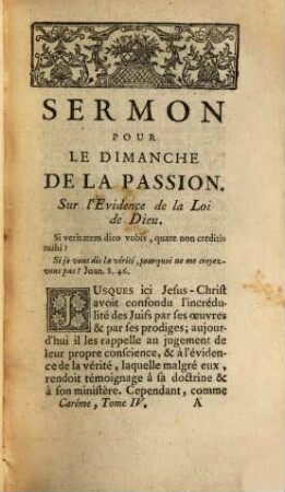 Sermons De M. Massillon, Évêque De Clermont, Ci-devant Prêtre de l'Oratoire, L'Un Des Quarante De L'Académie Françoise. [2],4, Carême ; T. 4