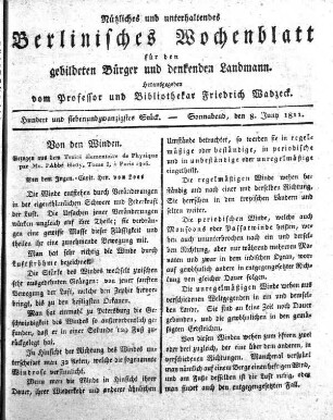 Hundert und siebenundzwanzigtes Stueck, Sonnabend, den 8. Juny 1811.