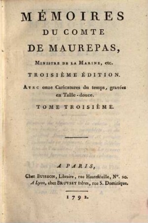 Mémoires du Comte de Maurepas : [rédigés par M. Salé]. 3