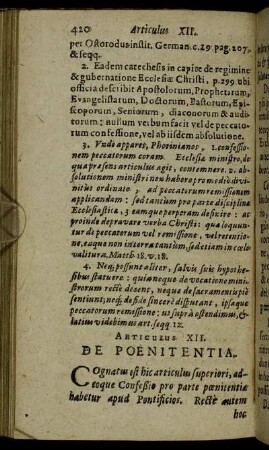 Articulus XII. De Poenitentia.