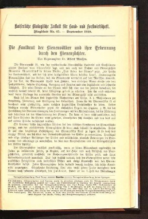 Die Faulbrut der Bienenvölker und ihre Erkennung durch den Bienenzüchter