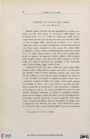 20: Appendice all'articolo sulla tomba del papa Milziade