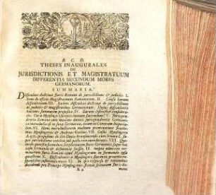 Theses inaugurales de iurisdictionis et magistratuum differentia secundum mores Germanorum