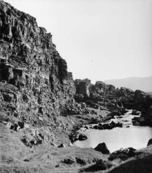 Felswand in der Almannagjá (Allmännerschlucht), Island