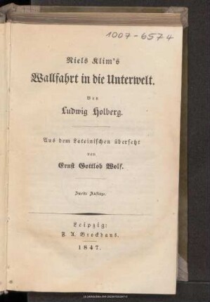 Niels Klim's Wallfahrt in die Unterwelt