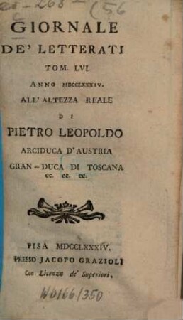 Giornale de'letterati. 56, 56. 1784