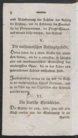 V. Die mathematischen Anfangsgründe