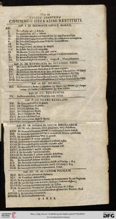 Tabula sinoptica compendii Hebraismi restituti