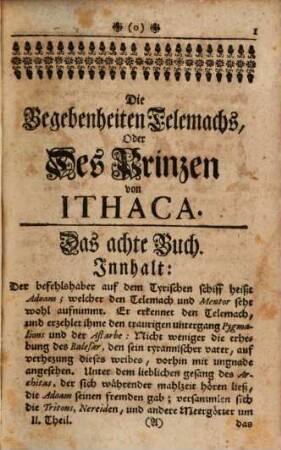 Die Begebenheiten Des Prinzen von Ithaca, Oder Der seinen Vater Ulysses suchende Telemach, 2
