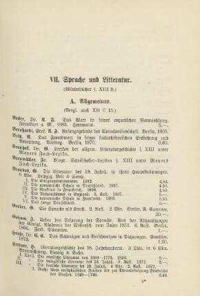 VII. Sprache und Litteratur