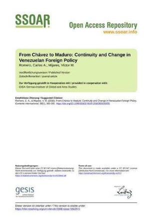 From Chávez to Maduro: Continuity and Change in Venezuelan Foreign Policy