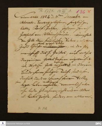Widmung von August Hermann Francke für seinen Taufpaten Johann Henrich Gotthelf von Münchhausen.