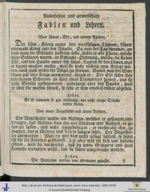 Vom Löwen, Esel, und anderen Thieren.