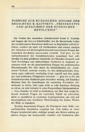 Vorwort Zur Russischen Ausgabe Der Broschüre K. Kautskys: "Triebkräfte Und Aussichten Der Russischen Revolution"