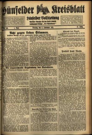 Erste Ausgabe vom Dienstag, den 08. September 1931.