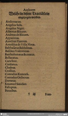 Authores Welche in disem Tractätlein angezogen werden