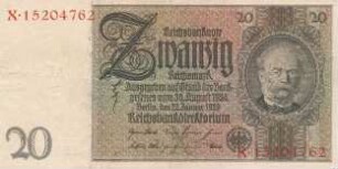 Zahlungsmittel / Reichsbanknote / Zwanzig Mark
