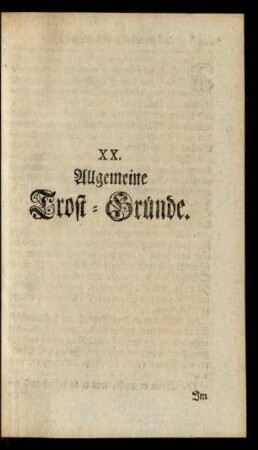 XX. Allgemeine Trost-Gründe
