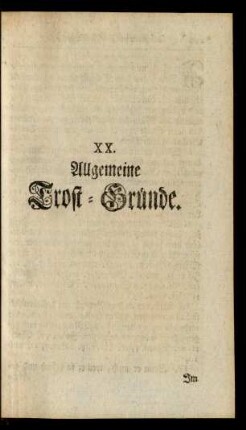 XX. Allgemeine Trost-Gründe