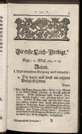 Die erste Leich-Predigt.