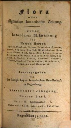 Flora oder allgemeine botanische Zeitung. 14. 1831