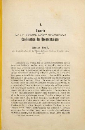 Abhandlungen zur Methode der kleinsten Quadrate