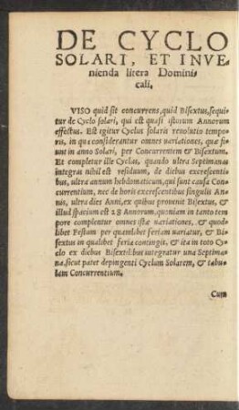 De Cyclo Solari, Et Invenienda litera Dominicali.