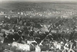 Freiberg. Stadtzentrum. Luftbild-Schrägaufnahme
