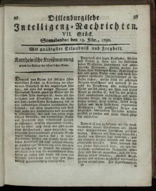 VI. Stück. Sonnabends: den 6. Febr., 1790.