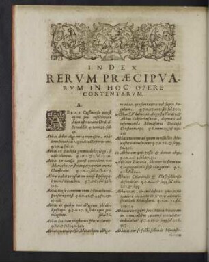 Index rerum praecipuarum in hoc opere contentarum.
