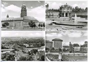 Dresden. Rathaus, Zwinger, Blaues Wunder, Pirnaischer Platz