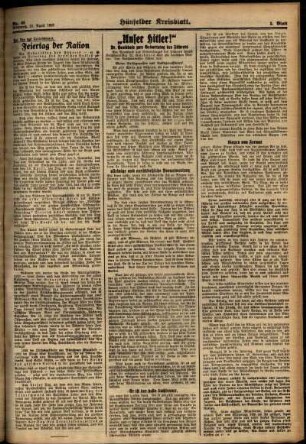 Zweite Ausgabe vom Mittwoch, den 21. April 1937.
